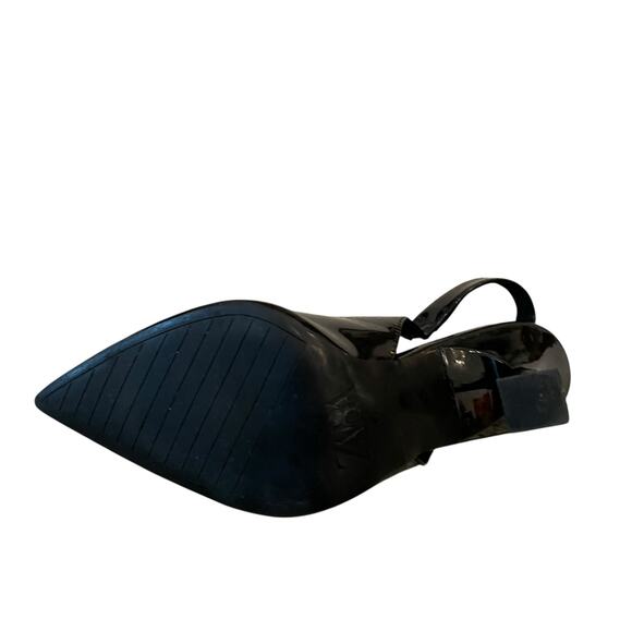 ZARA Black Patent Leather Pointed Toe Sling-Back Pumps High Heels Size 39 US 8.5 - Picture 9 of 13